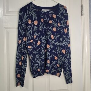 Floral Patterned Navy Sweater